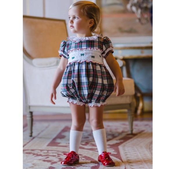 Sal & Pimenta  Bubble Red Squares with Embroidered Bows - Picture 10 of 13